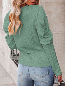 Round Neck Puff Sleeve Knit Top (5 Colors) Shirts & Tops Krazy Heart Designs Boutique   