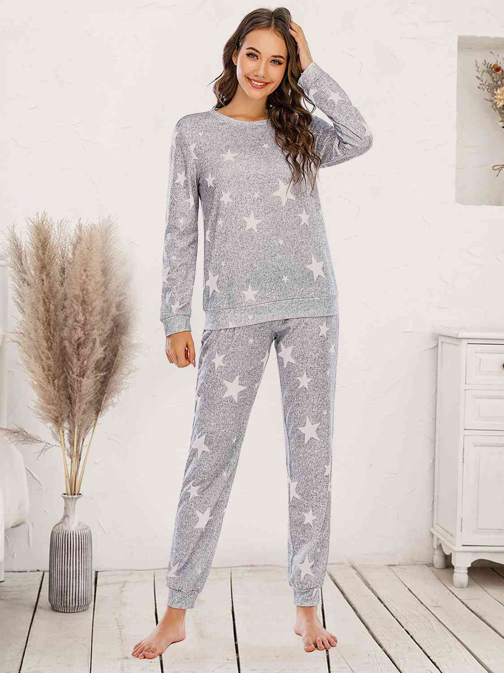 Star Top and Pants Lounge Set (4 Colors) Loungewear Krazy Heart Designs Boutique Heather Gray S 