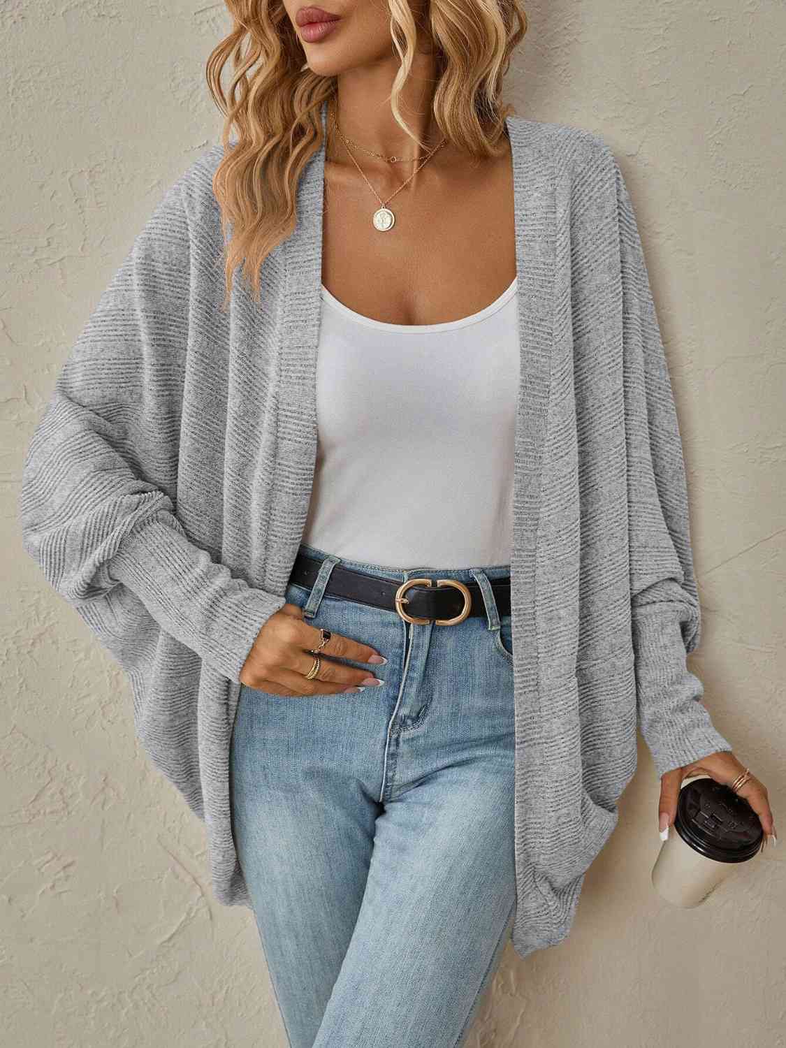 Open Front  Dropped Shoulder Cardigan (5 Colors) coats Krazy Heart Designs Boutique   