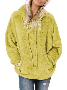 Drawstring Teddy Hoodie with Pocket (9 Colors)  Krazy Heart Designs Boutique Chartreuse S 