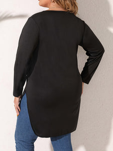 Plus Size Slit Long Sleeve T-Shirt  Krazy Heart Designs Boutique   