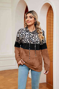 Leopard Drawstring Hoodie with Pocket (6 Colors)  Krazy Heart Designs Boutique Camel S 