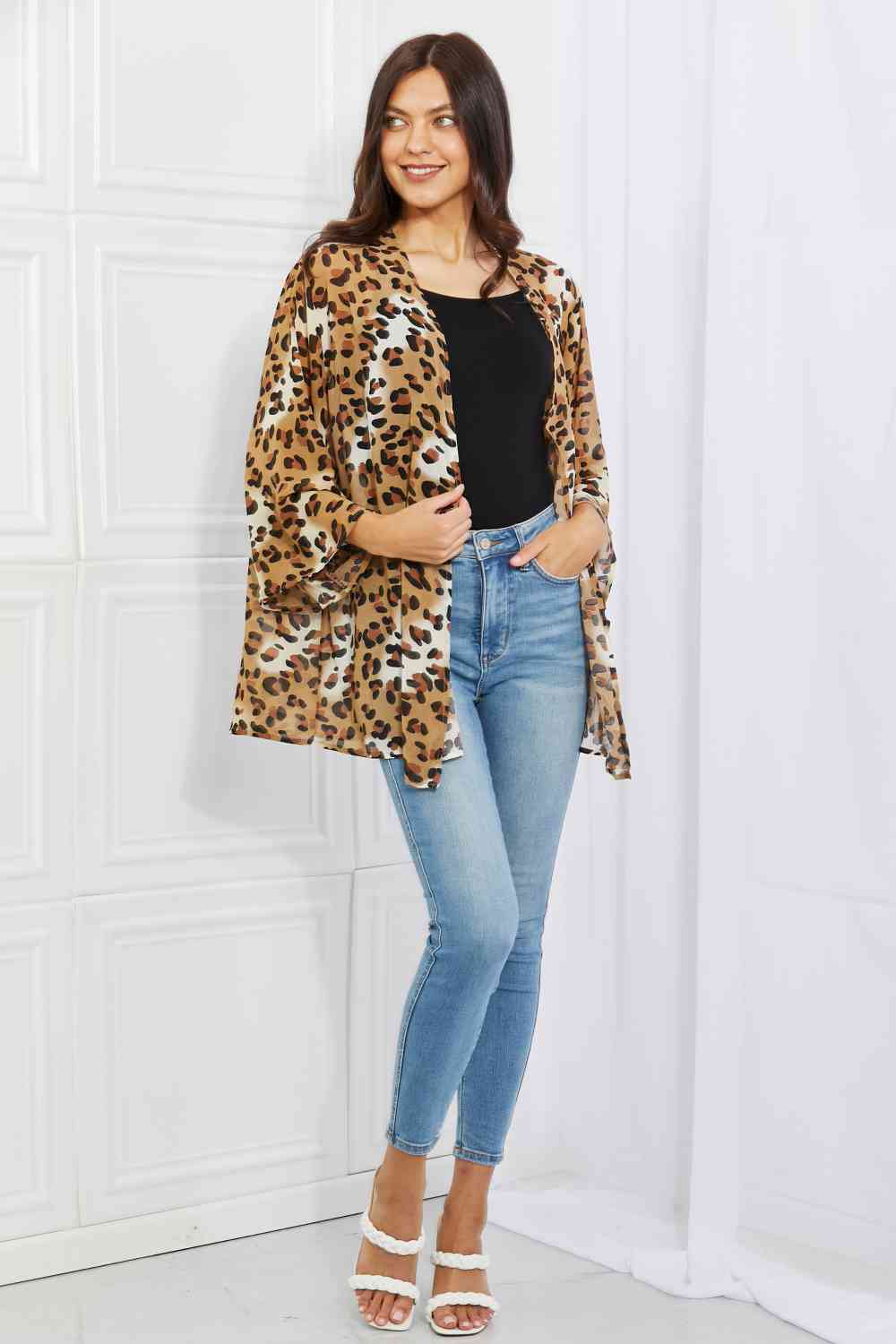 Melody Wild Muse Full Size Animal Print Kimono in Camel coats Krazy Heart Designs Boutique   