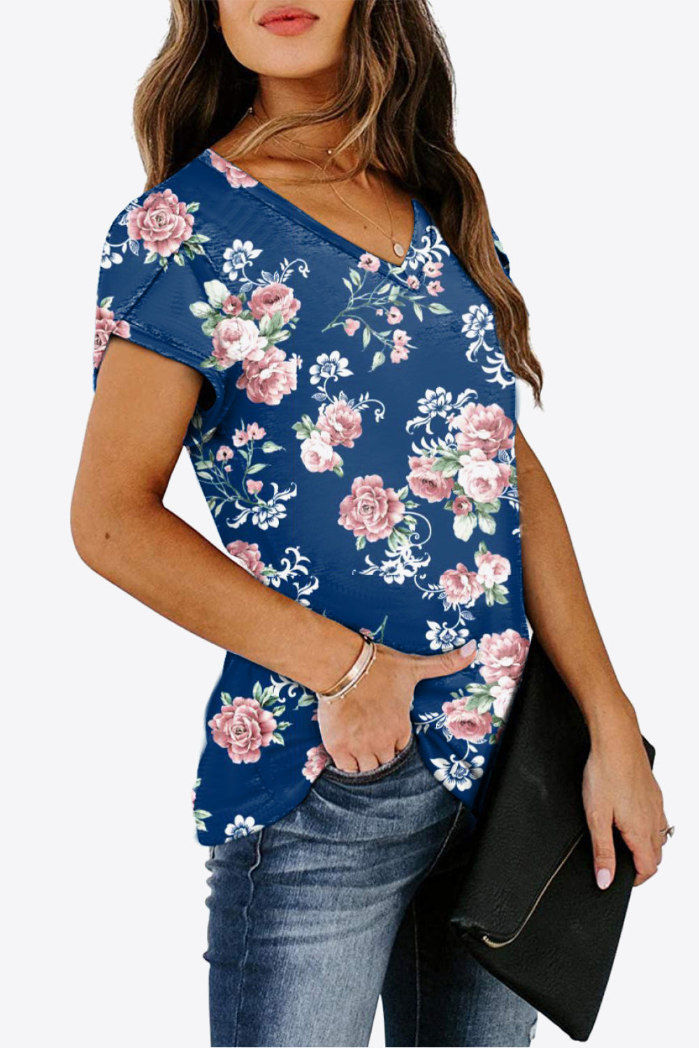 Printed Petal Sleeve V-Neck Blouse (12 Color Styles)  Krazy Heart Designs Boutique   