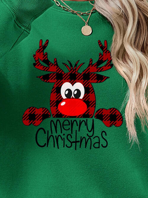 MERRY CHRISTMAS With Reindeer Sweatshirt (9 Colors)  Krazy Heart Designs Boutique   