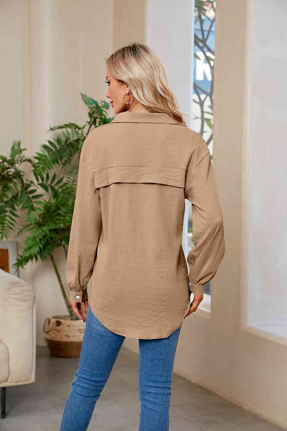 Collared Neck Buttoned Long Sleeve Shirt (4 Colors) Shirts & Tops Krazy Heart Designs Boutique   