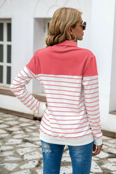 Striped Contrast Turtleneck Sweater (5 Colors) Shirts & Tops Krazy Heart Designs Boutique   