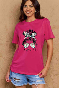 Simply Love Full Size MOM LIFE Graphic Cotton T-Shirt (4 Colors)  Krazy Heart Designs Boutique Deep Rose S 