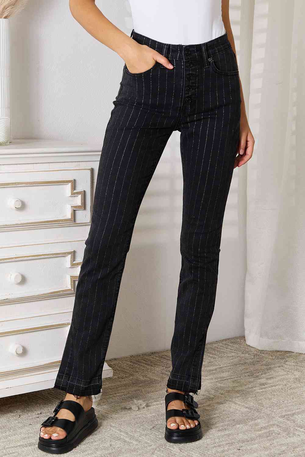 Kancan Striped Pants with Pockets  Krazy Heart Designs Boutique Black 1(24) 