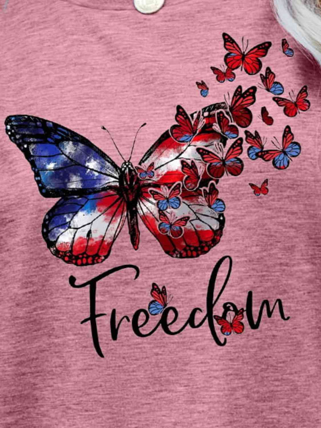 FREEDOM Butterfly Graphic Short Sleeve Tee (5 Colors)  Krazy Heart Designs Boutique   