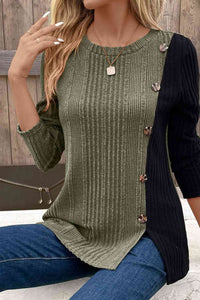 Contrast Color Long Sleeve Knit Top (6 Colors) Shirts & Tops Krazy Heart Designs Boutique   
