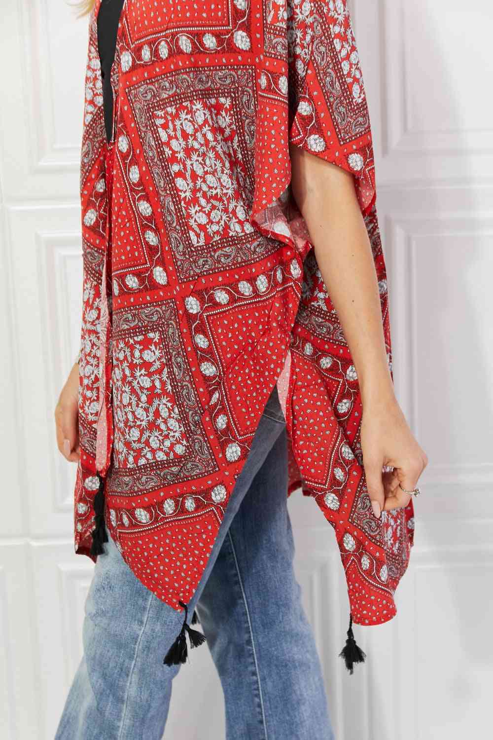 Justin Taylor Paisley Design Kimono in Red  Krazy Heart Designs Boutique   