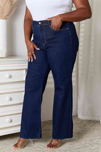 Judy Blue Full Size Raw Hem Straight Leg Jeans with Pockets  Krazy Heart Designs Boutique   