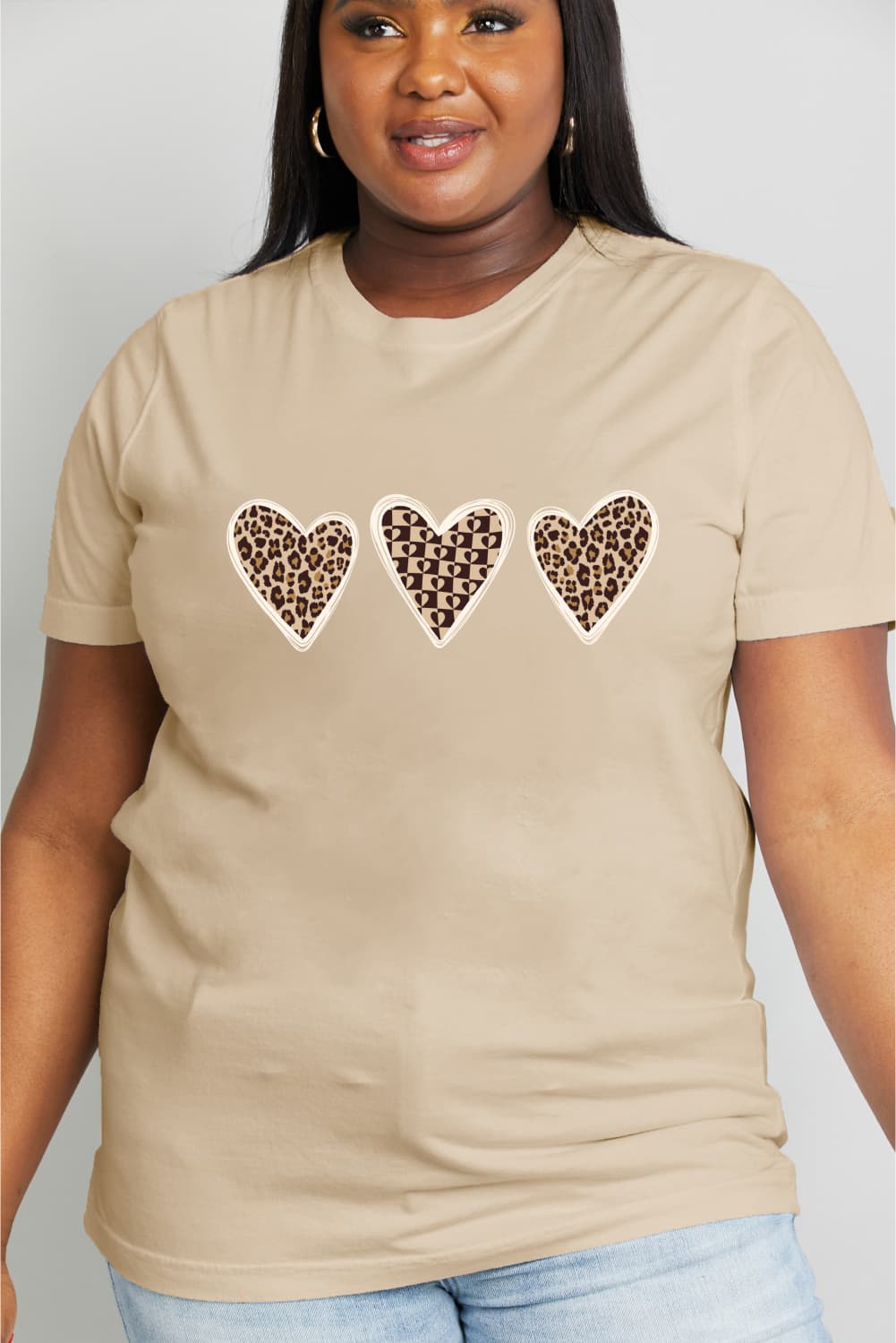 Simply Love Full Size Leopard Print Heart Graphic Cotton Tee (2 Colors)  Krazy Heart Designs Boutique   