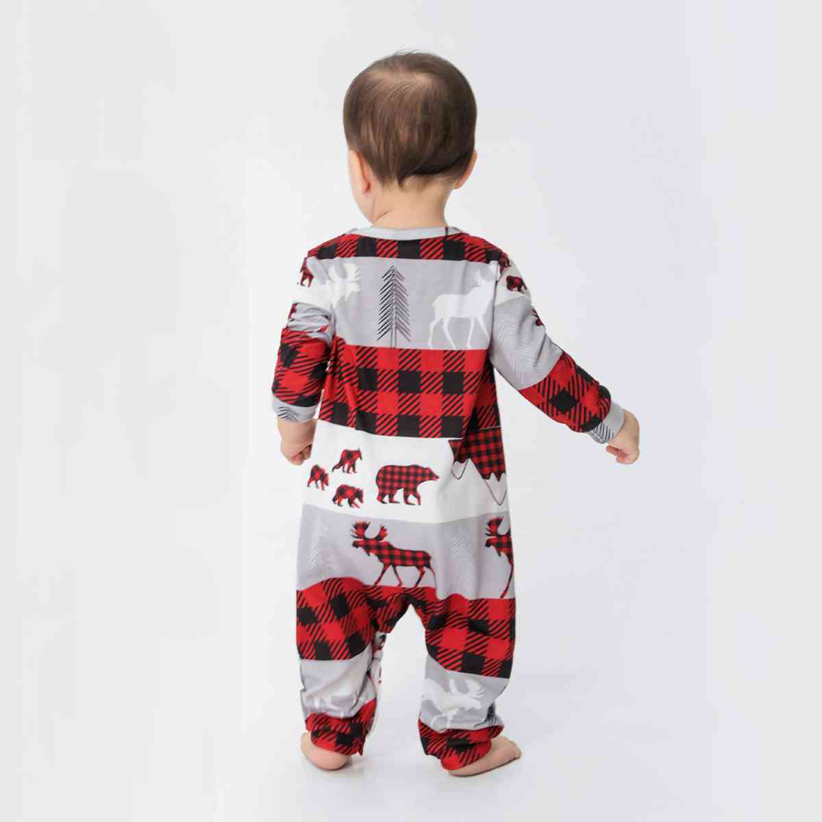 Reindeer & Plaid Round Neck Jumpsuit for Baby  Krazy Heart Designs Boutique   