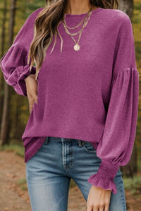 Round Neck Lantern Sleeve Top (5 Colors) Shirts & Tops Krazy Heart Designs Boutique   