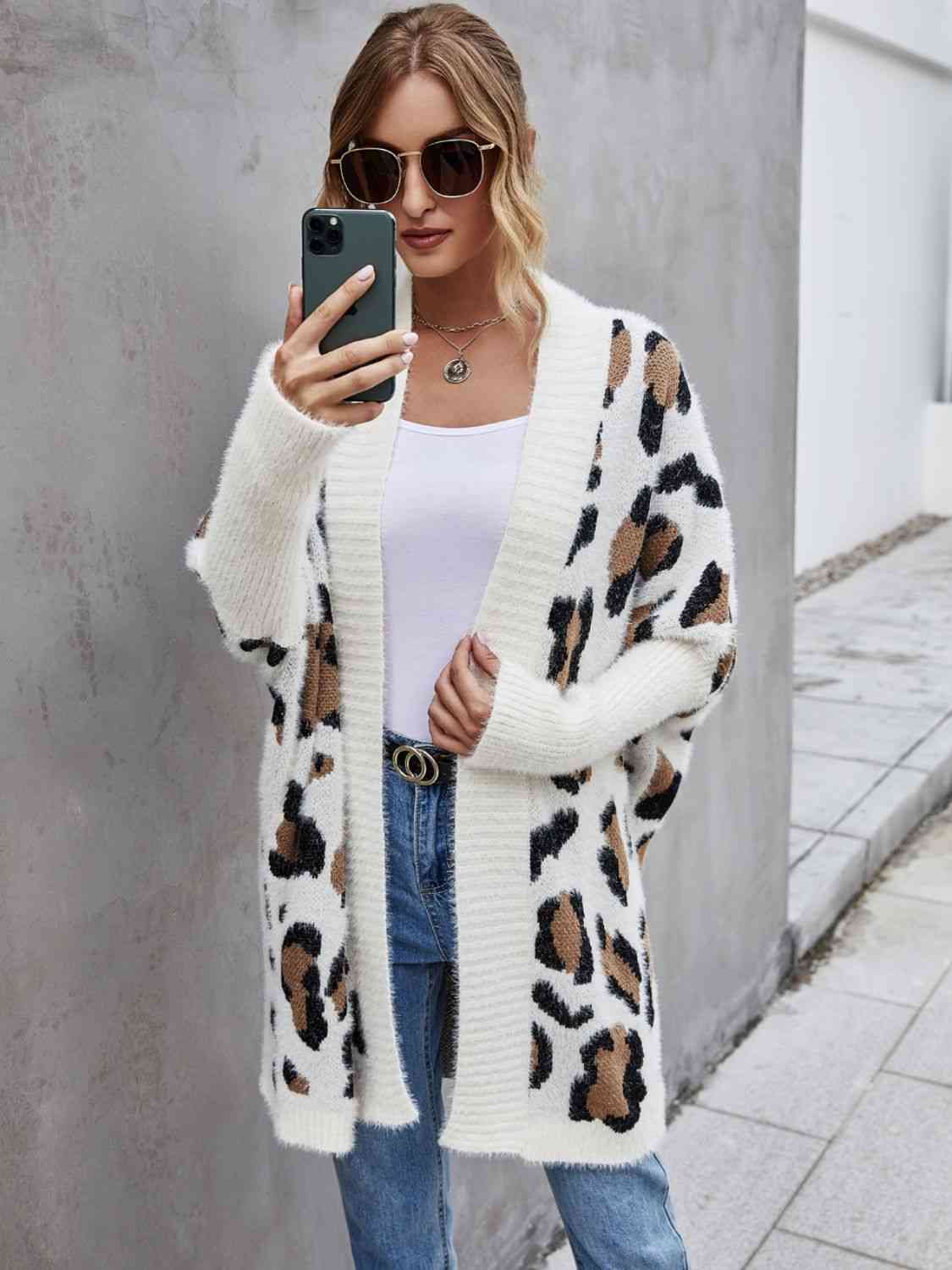 Leopard Pattern Fuzzy Cardigan (3 Colors)  Krazy Heart Designs Boutique   