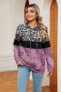 Leopard Drawstring Hoodie with Pocket (6 Colors)  Krazy Heart Designs Boutique Moonlit Mauve S 