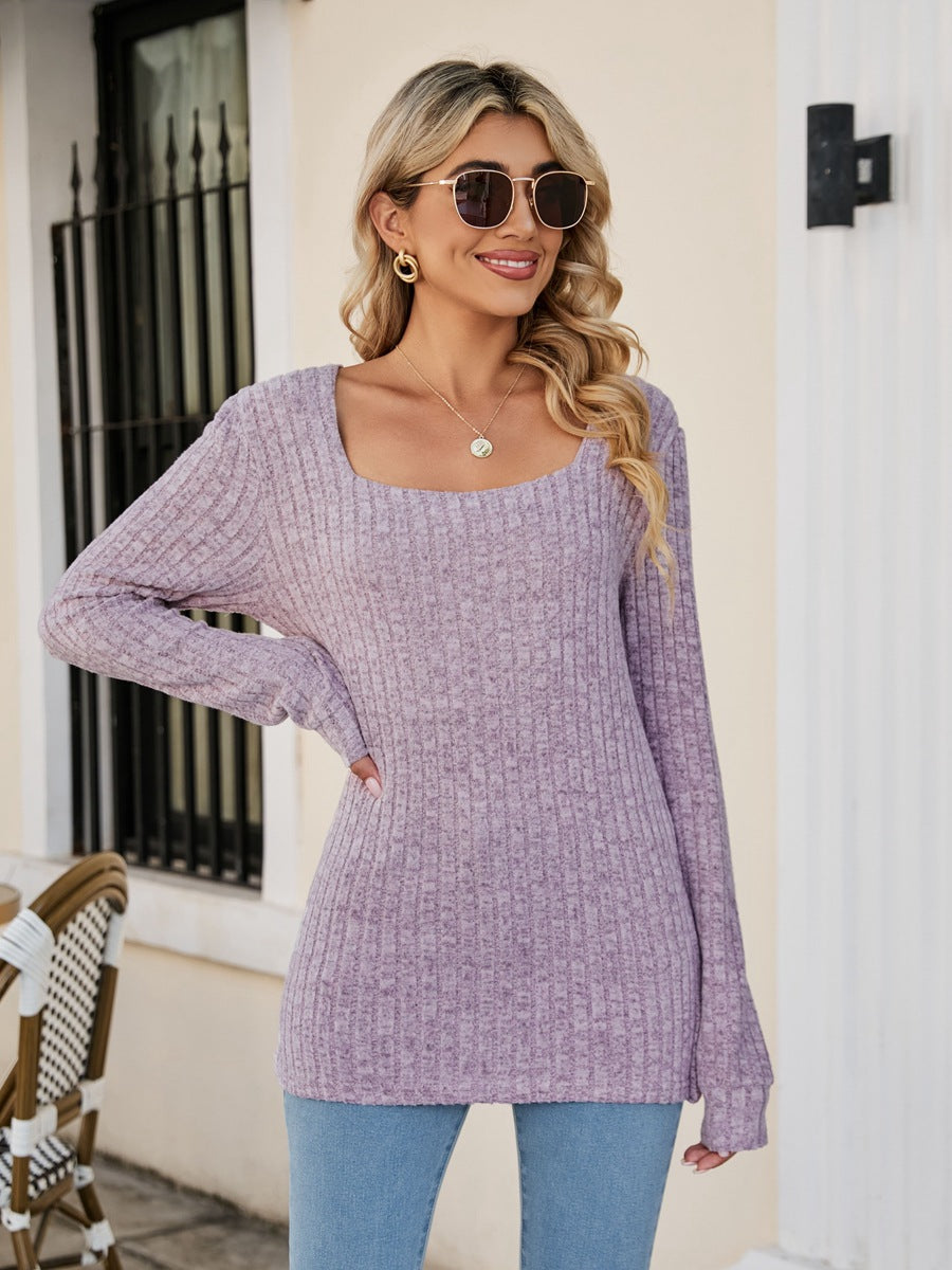 Square Neck Ribbed Long Sleeve Top (7 Colors)  Krazy Heart Designs Boutique   