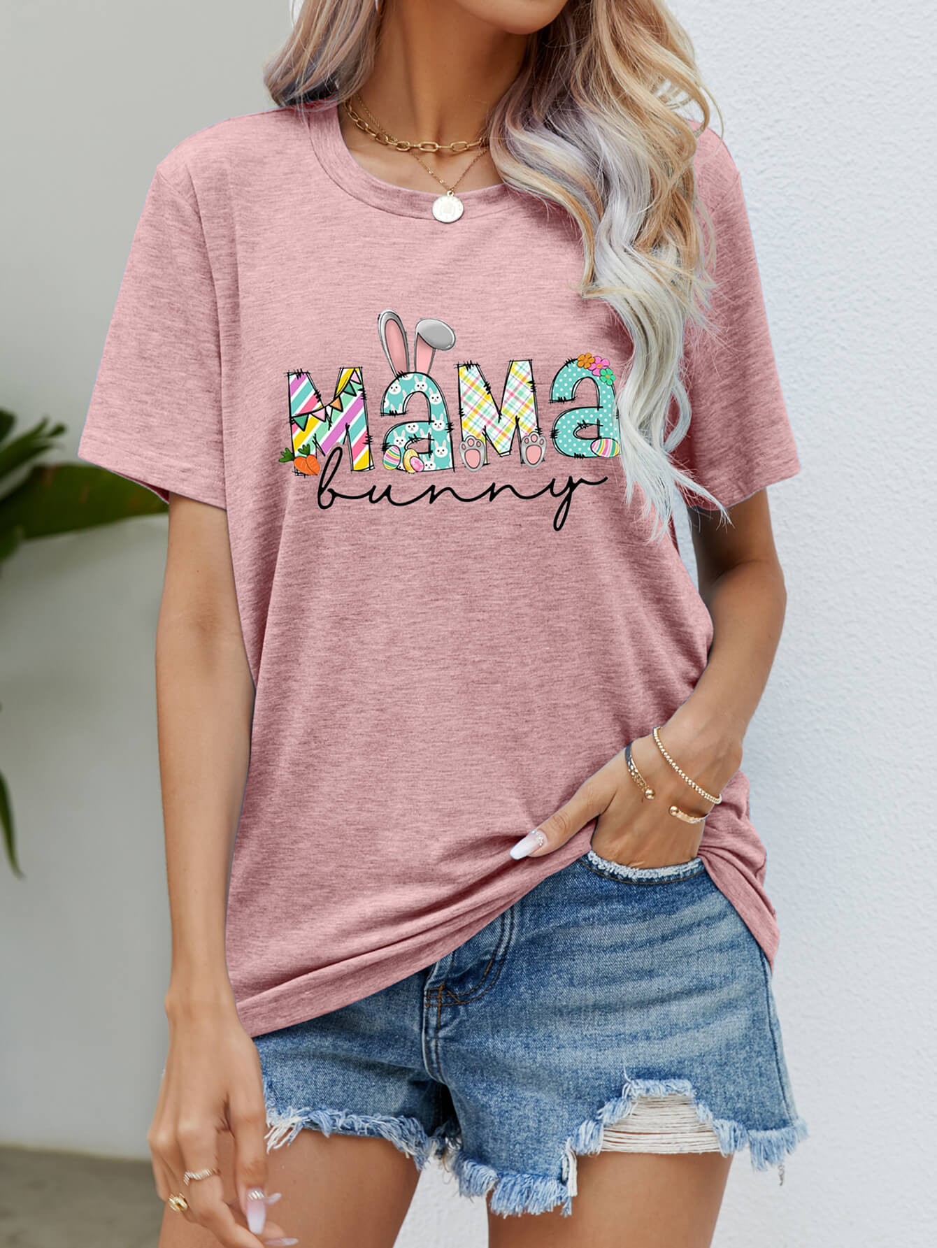 MAMA BUNNY Easter Graphic Tee (6 Colors)  Krazy Heart Designs Boutique Dusty Pink S 