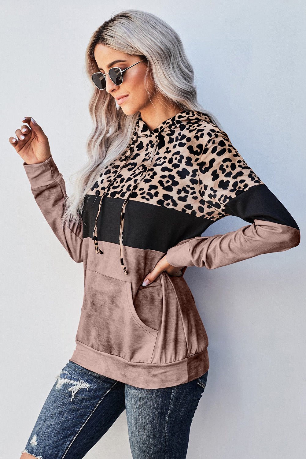 Leopard Color Block Hoodie (5 Colors)  Krazy Heart Designs Boutique   