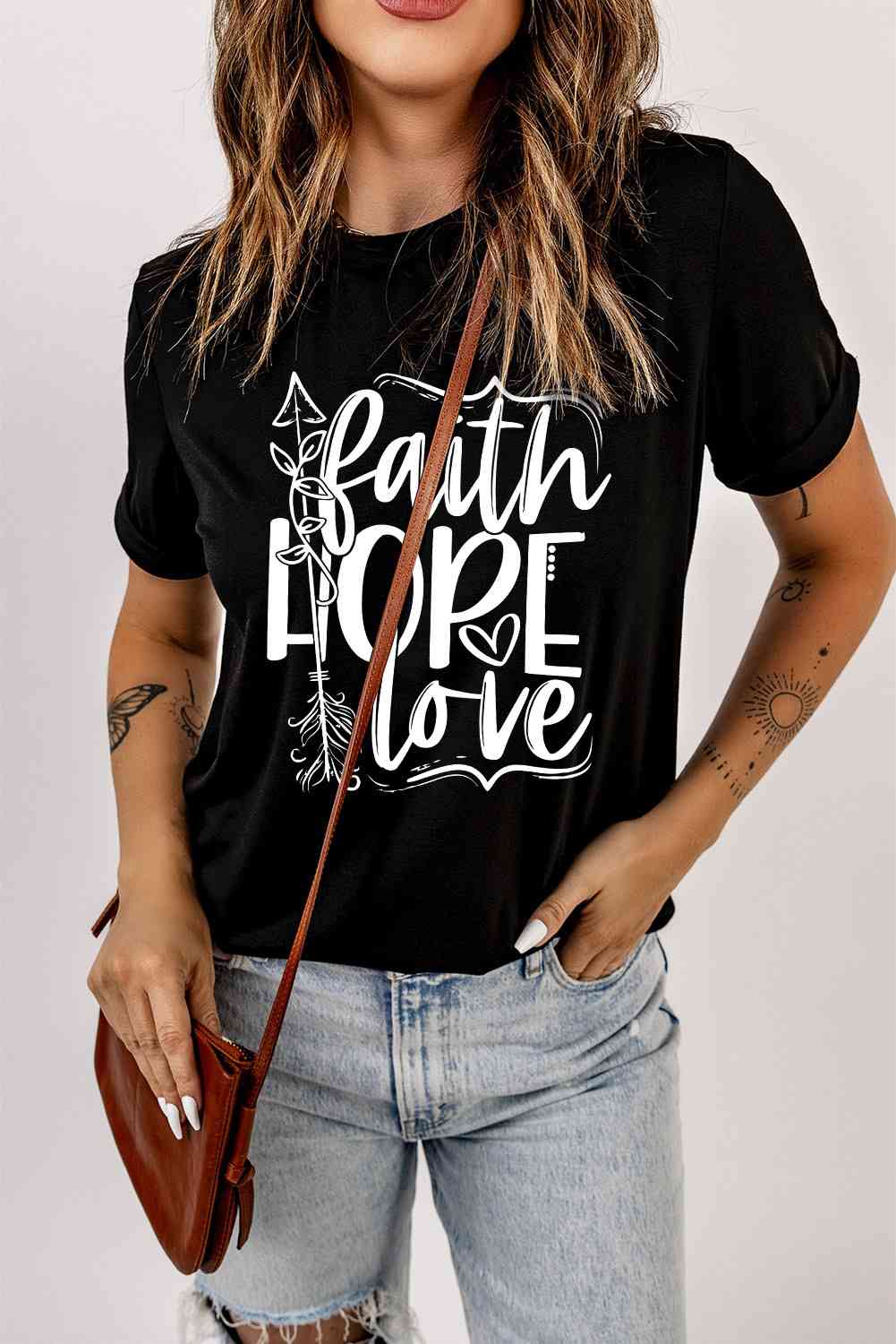 FAITH HOPE LOVE Graphic Tee Shirt  Krazy Heart Designs Boutique Black S 