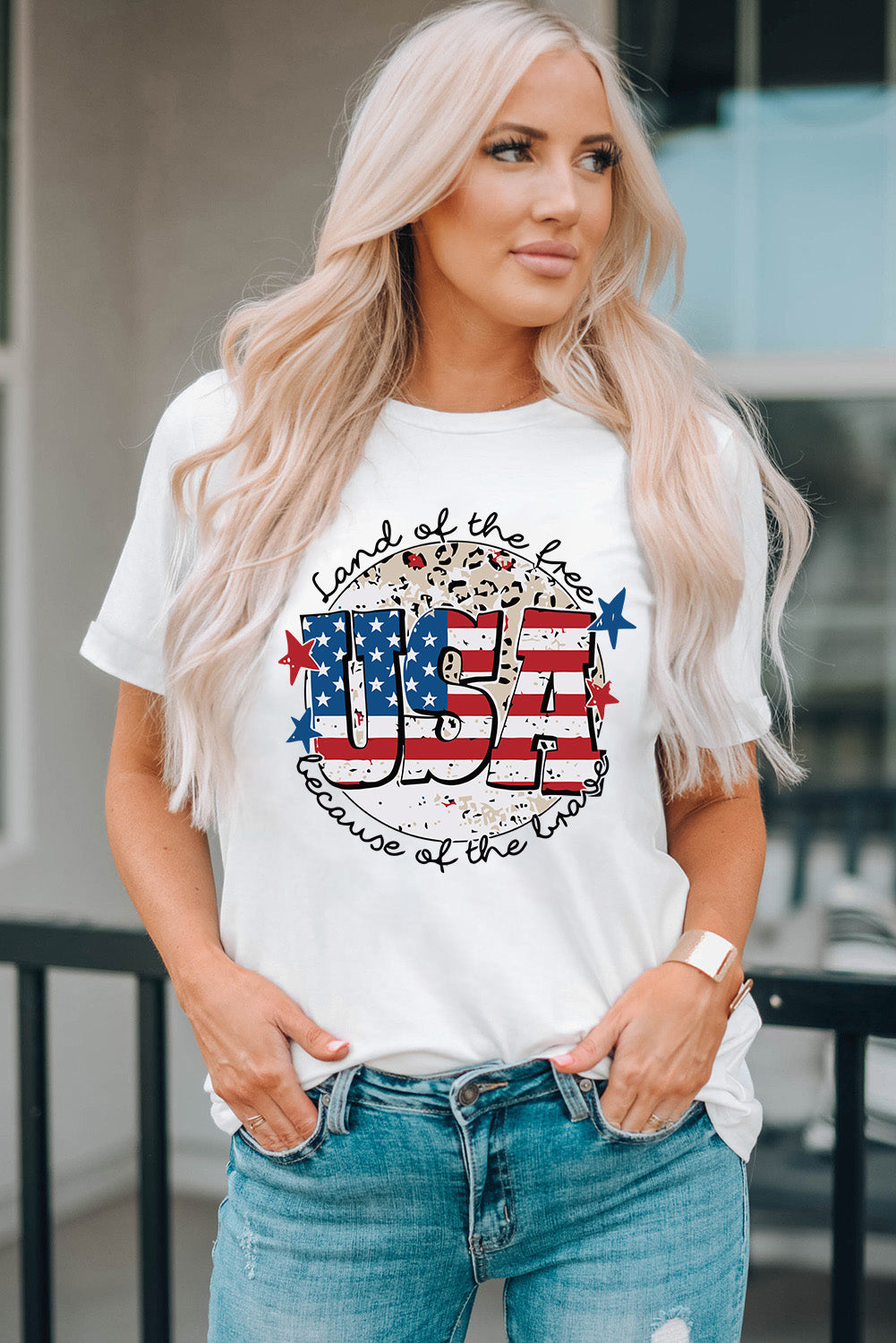 USA Graphic Round Neck Tee  Krazy Heart Designs Boutique   