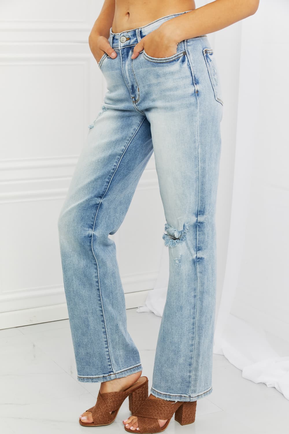 Judy Blue Natalie Full Size Distressed Straight Leg Jeans  Krazy Heart Designs Boutique   