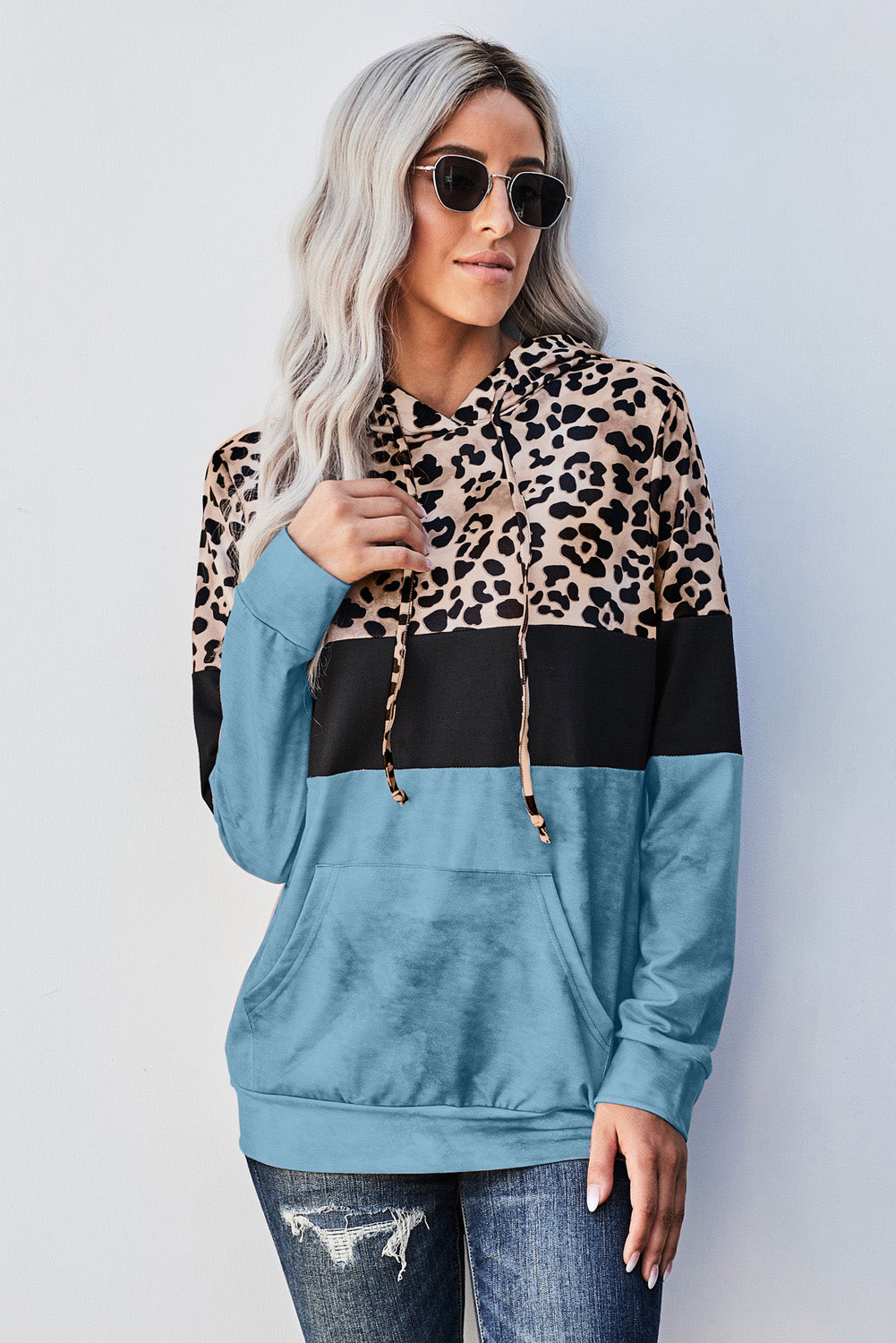 Leopard Color Block Hoodie (5 Colors)  Krazy Heart Designs Boutique   