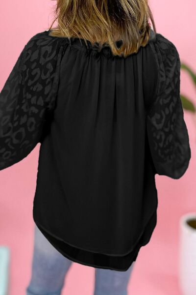 Tie Neck Balloon Sleeve Blouse (2 Colors) Shirts & Tops Krazy Heart Designs Boutique   