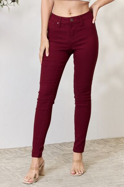 YMI Jeanswear Hyperstretch Mid-Rise Skinny Jeans pants Krazy Heart Designs Boutique DARK WINE S 