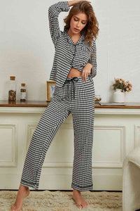 Checkered Button Front Top and Pants Loungewear Set Loungewear Krazy Heart Designs Boutique Plaid S 