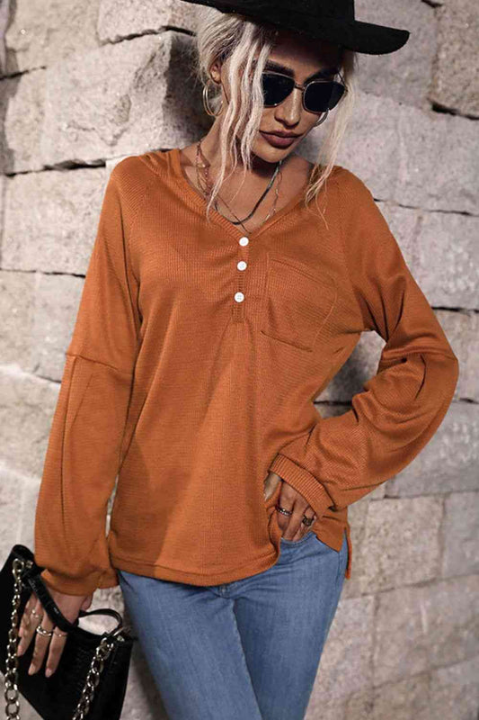 Long Sleeve High-Low Hoodie With Buttons Shirts & Tops Krazy Heart Designs Boutique Brown S 