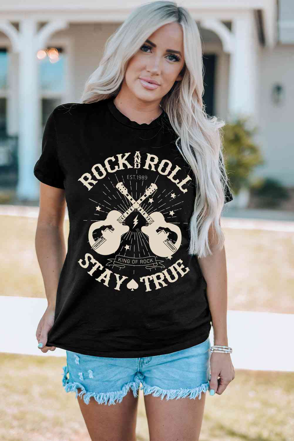 Rock N Roll Stay True Short Sleeve T-Shirt Shirts & Tops Krazy Heart Designs Boutique   