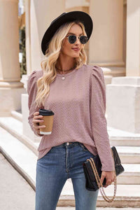 Round Neck Puff Sleeve Blouse (7 Colors) Shirts & Tops Krazy Heart Designs Boutique Dusty Pink S 