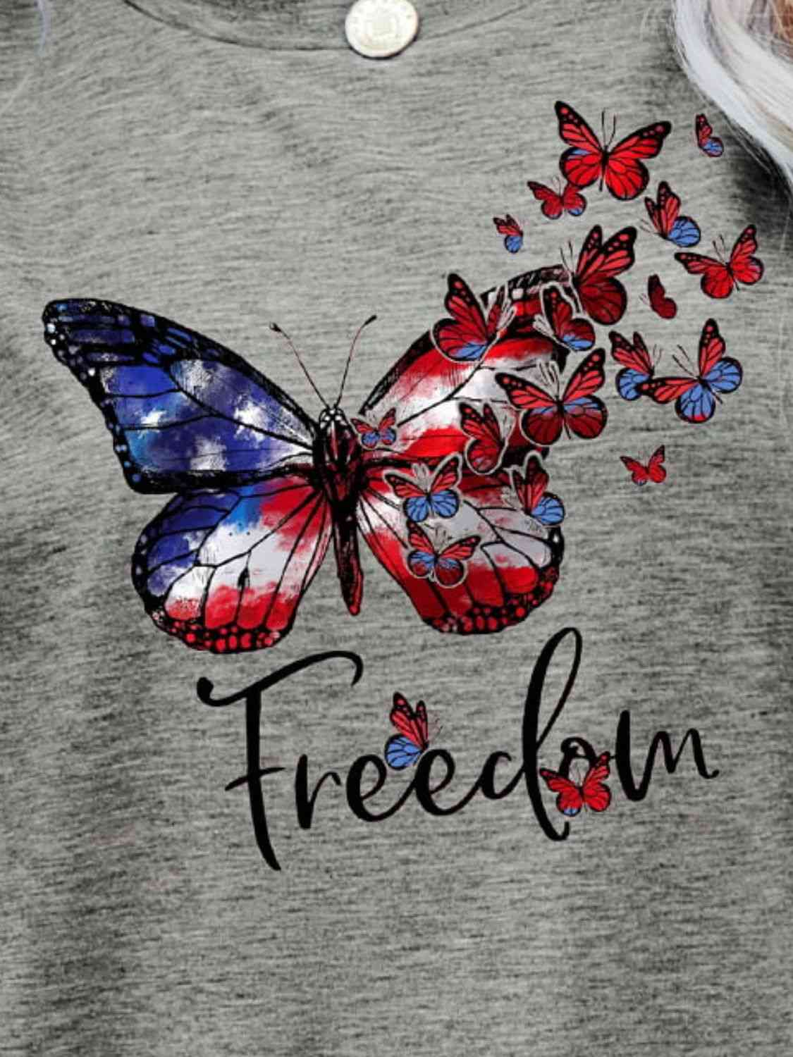 FREEDOM Butterfly Graphic Short Sleeve Tee (5 Colors)  Krazy Heart Designs Boutique   