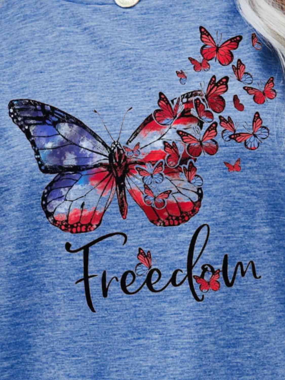 FREEDOM Butterfly Graphic Short Sleeve Tee (5 Colors)  Krazy Heart Designs Boutique   