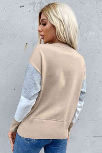 Color Block Ribbed Trim Round Neck Knit Pullover (7 Colors) Shirts & Tops Krazy Heart Designs Boutique   