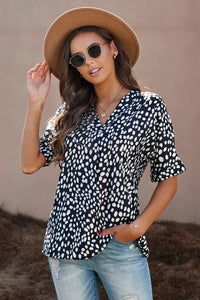 Printed V-Neck Cuffed Tunic Top (2 Colors)  Krazy Heart Designs Boutique   