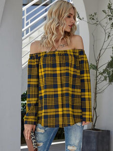 Off-Shoulder Striped Long Sleeve T-Shirt (3 Colors) Shirts & Tops Krazy Heart Designs Boutique True Yellow S 