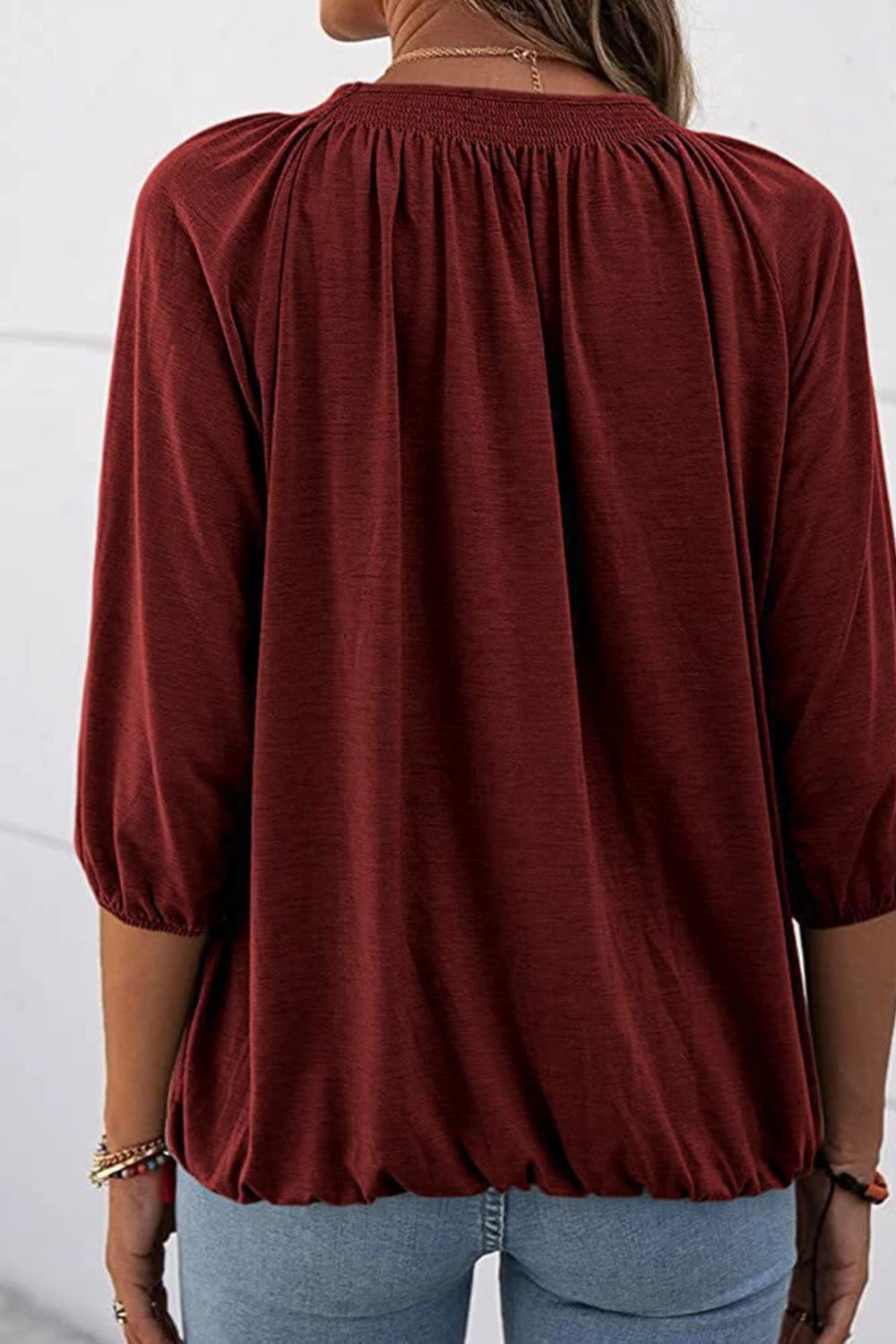 Gathered Detail Round Neck Top (8 Colors)  Krazy Heart Designs Boutique   