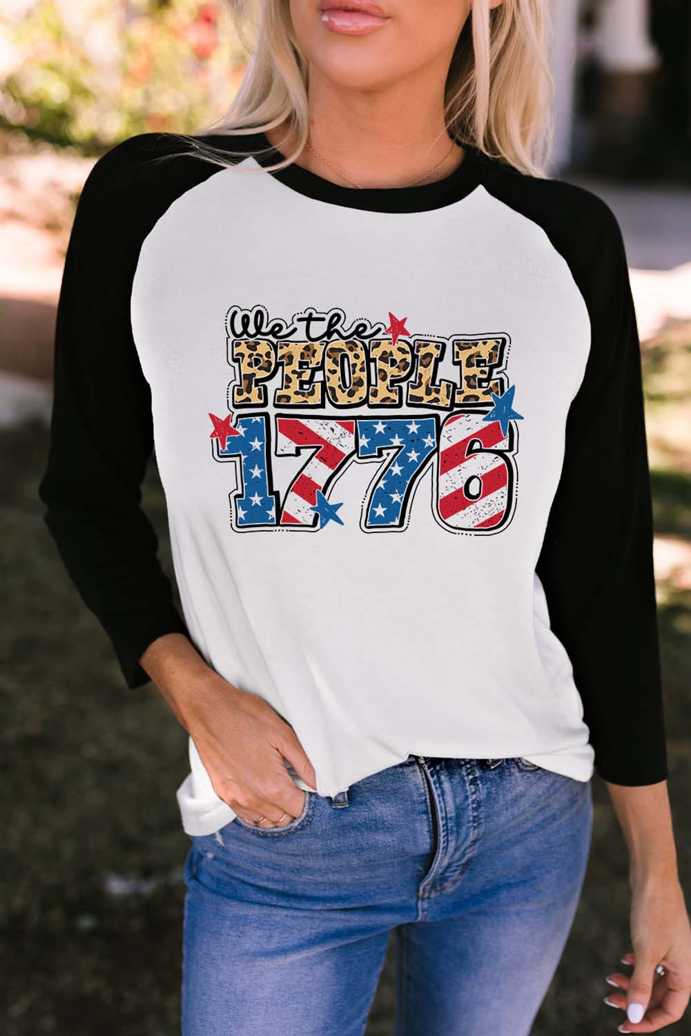 Raglan Sleeve Round Neck WE THE PEOPLE 1776 Graphic Tee  Krazy Heart Designs Boutique   