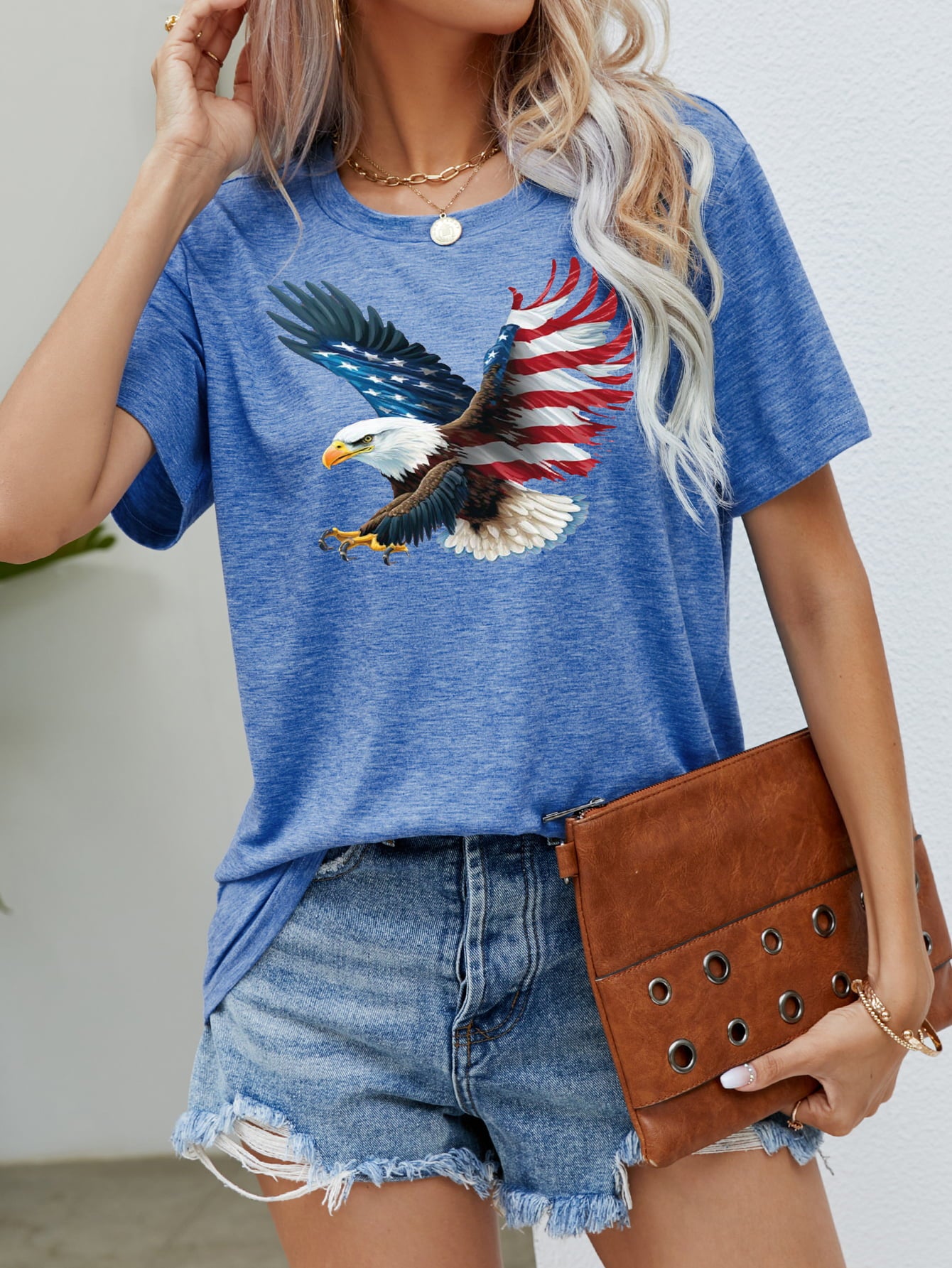 US Flag Eagle Graphic Tee (5 Colors)  Krazy Heart Designs Boutique Cobalt Blue S 