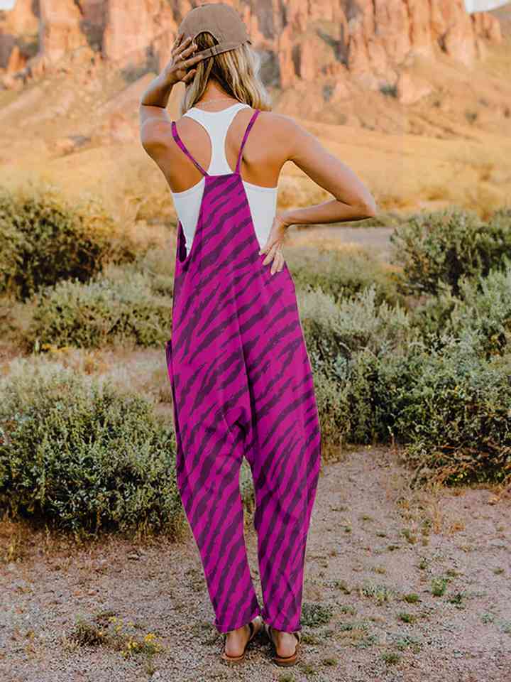 Full Size Printed V-Neck Sleeveless Jumpsuit (6 Colors)  Krazy Heart Designs Boutique   