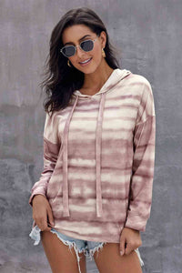 Tie-Dye Long Sleeve Drawstring Hoodie Shirts & Tops Krazy Heart Designs Boutique Pale Blush S 