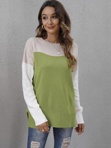 KHD Color Block Round Neck Dropped Shoulder Sweater (3 Colors)  Krazy Heart Designs Boutique   