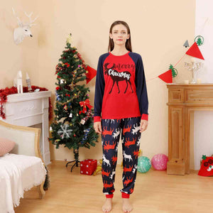 MERRY CHRISTMAS Graphic Top and Reindeer Pajama Set for Her  Krazy Heart Designs Boutique Red S 