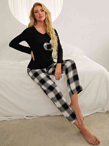 Plaid Heart Top and Pants Lounge Set Loungewear Krazy Heart Designs Boutique   