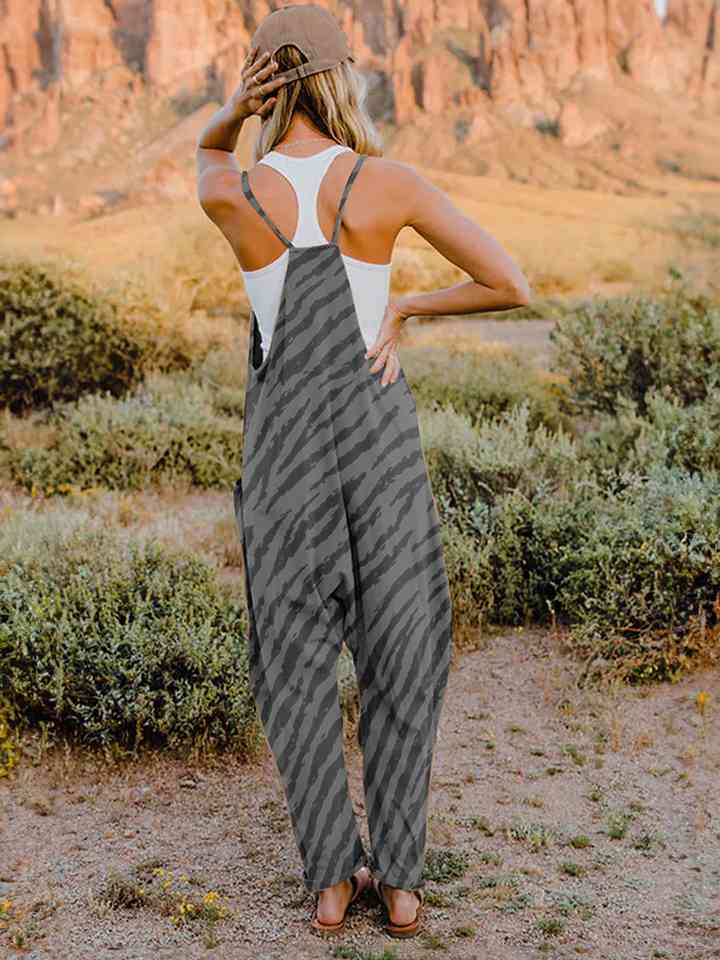 Full Size Printed V-Neck Sleeveless Jumpsuit (6 Colors)  Krazy Heart Designs Boutique   
