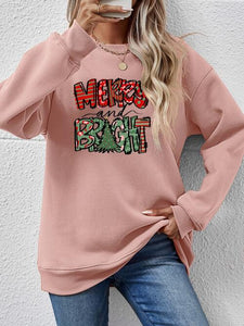 MERRY AND BRIGHT Long Sleeve Sweatshirt (9 Colors)  Krazy Heart Designs Boutique Blush Pink S 